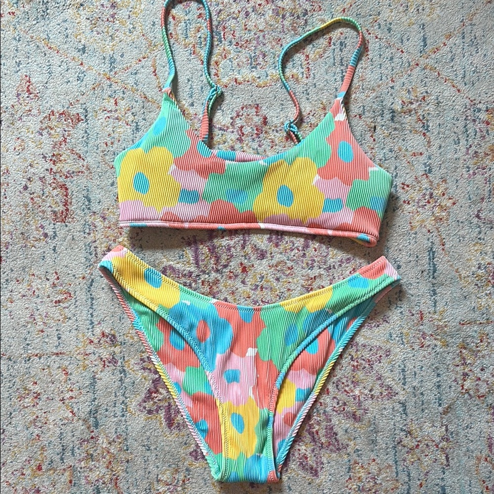 Blue and Pink Sporty Bralette Bikini